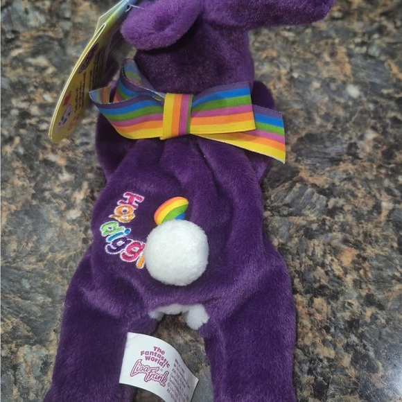 Lisa Frank Purple Stuffed Bunny with Blue Ears - Picture 4 of 10